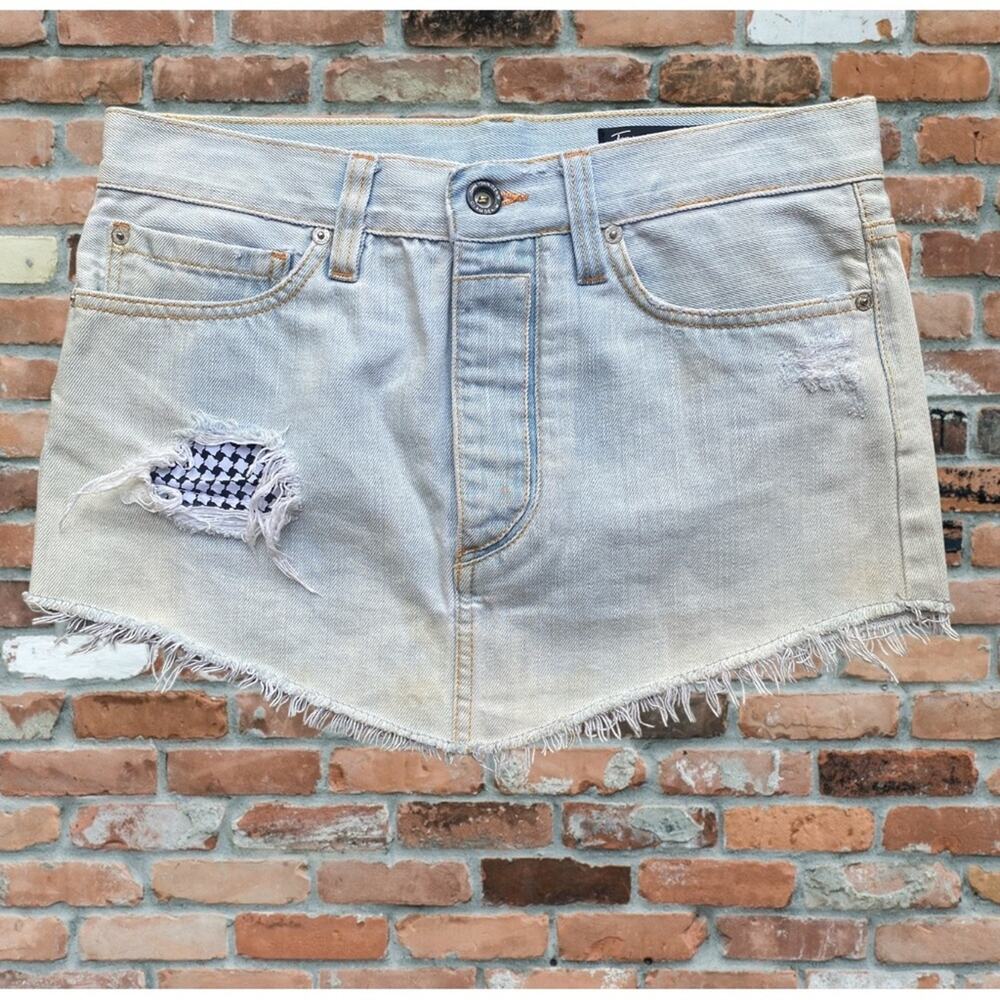 John John Denim raw cut denim skirt